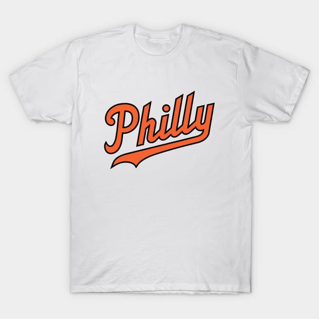 Philly Script - White/Orange T-Shirt by KFig21